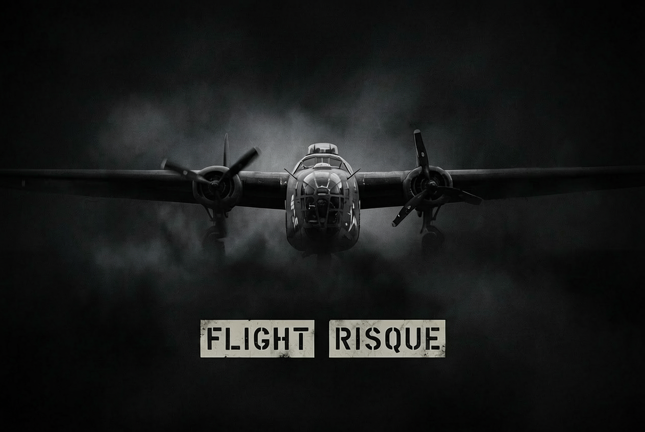 Dark cinematic plane image for Flight Risqué